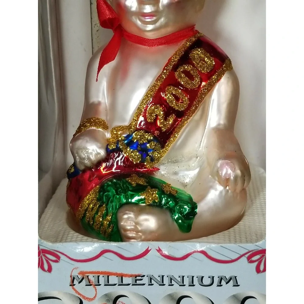 MILLENNIUM 2000 LIMITED EDITION Blown Glass Hand Crafted Christmas Ornament baby